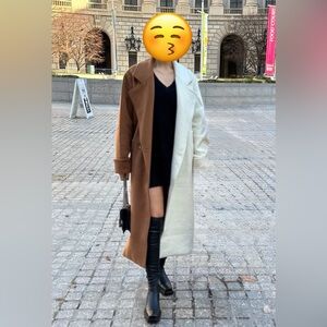 RONNY KOBO Minka Coat in Ivory & Mahogany- Two-Tone Women's Coat